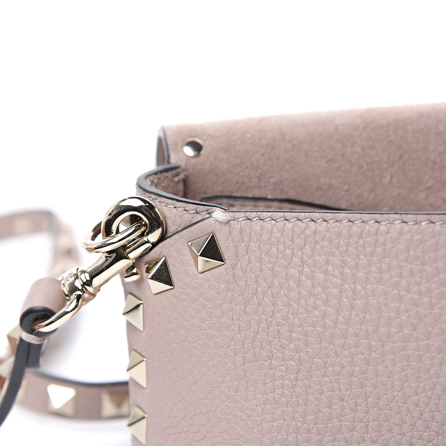 Pebbled Calfskin Mini Rockstud Crossbody Bag Poudre