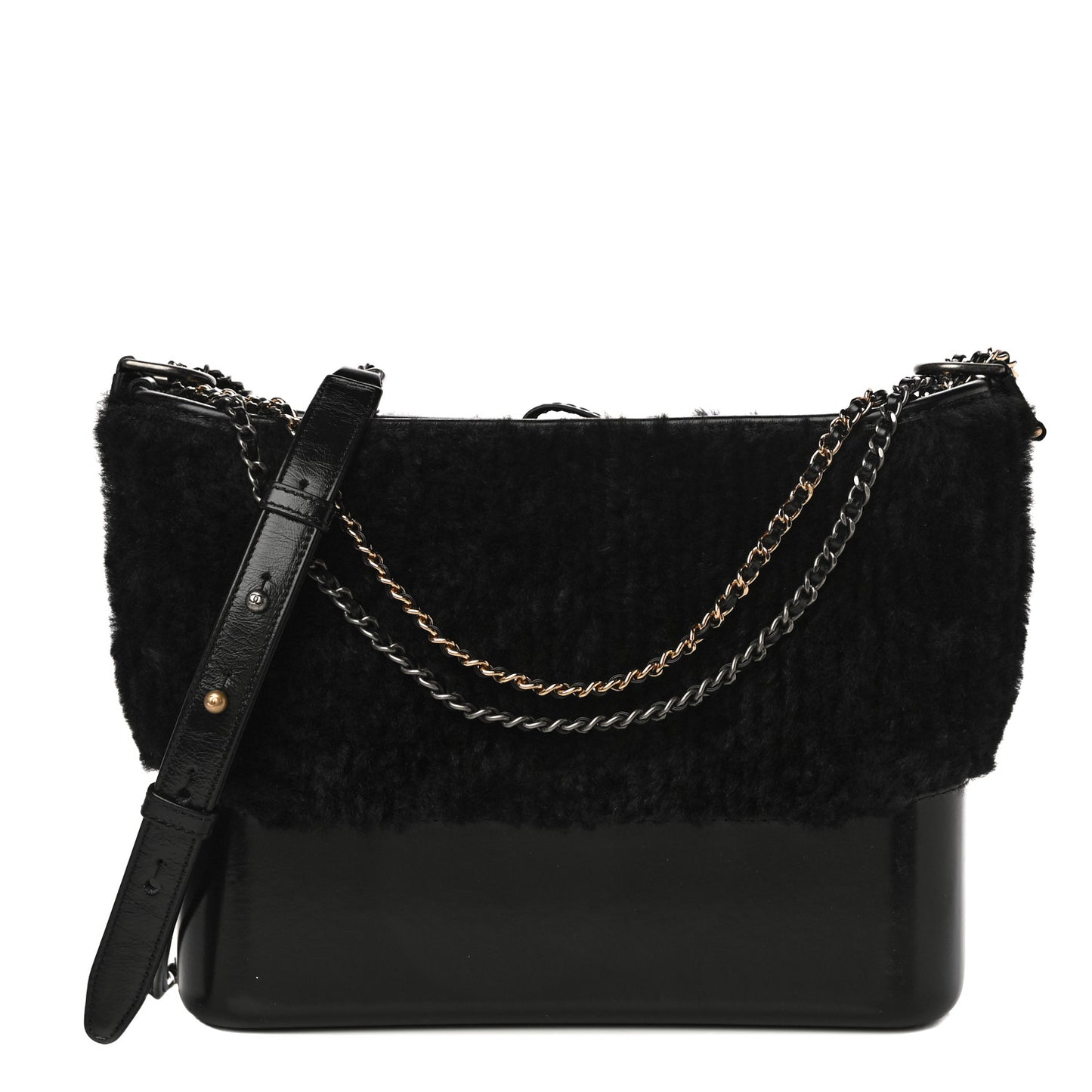 Shearling Medium Gabrielle Hobo Black