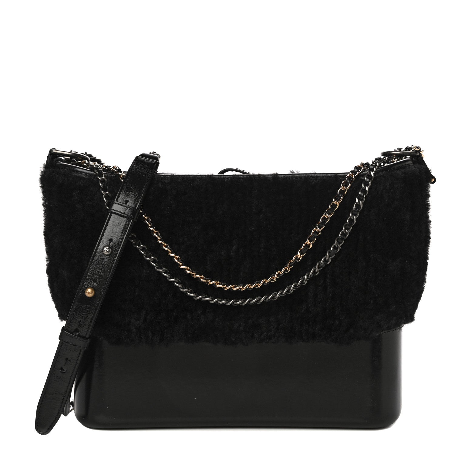 Chanel Shearling Medium Gabrielle Hobo Black 1 of 11