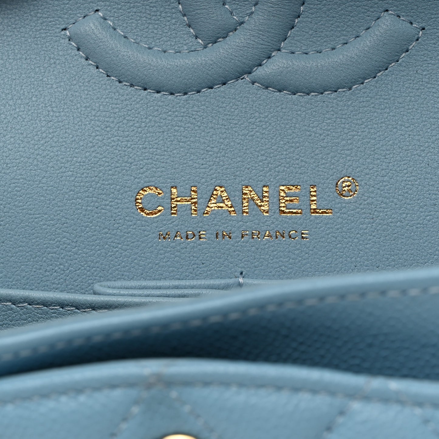 Caviar Quilted Small Double Flap Light Blue