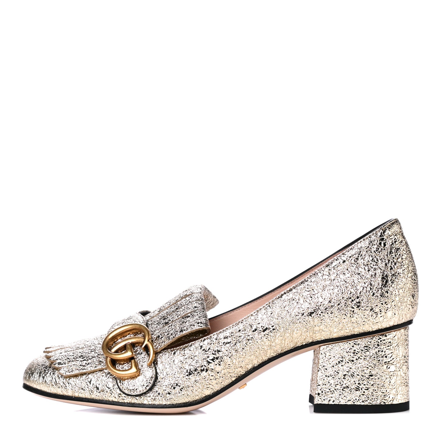 Galassia GG Marmont Fringe 50mm Loafer Pumps 37.5 Platino