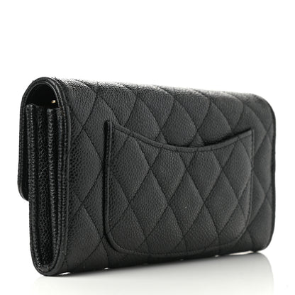 Chanel Caviar Quilted Large Gusset Flap Wallet Black 3 of 9