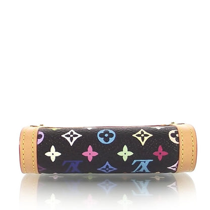 Louis Vuitton Monogram Multicolor Porte-Monnaie Plat Coin Purse Black 4 of 9
