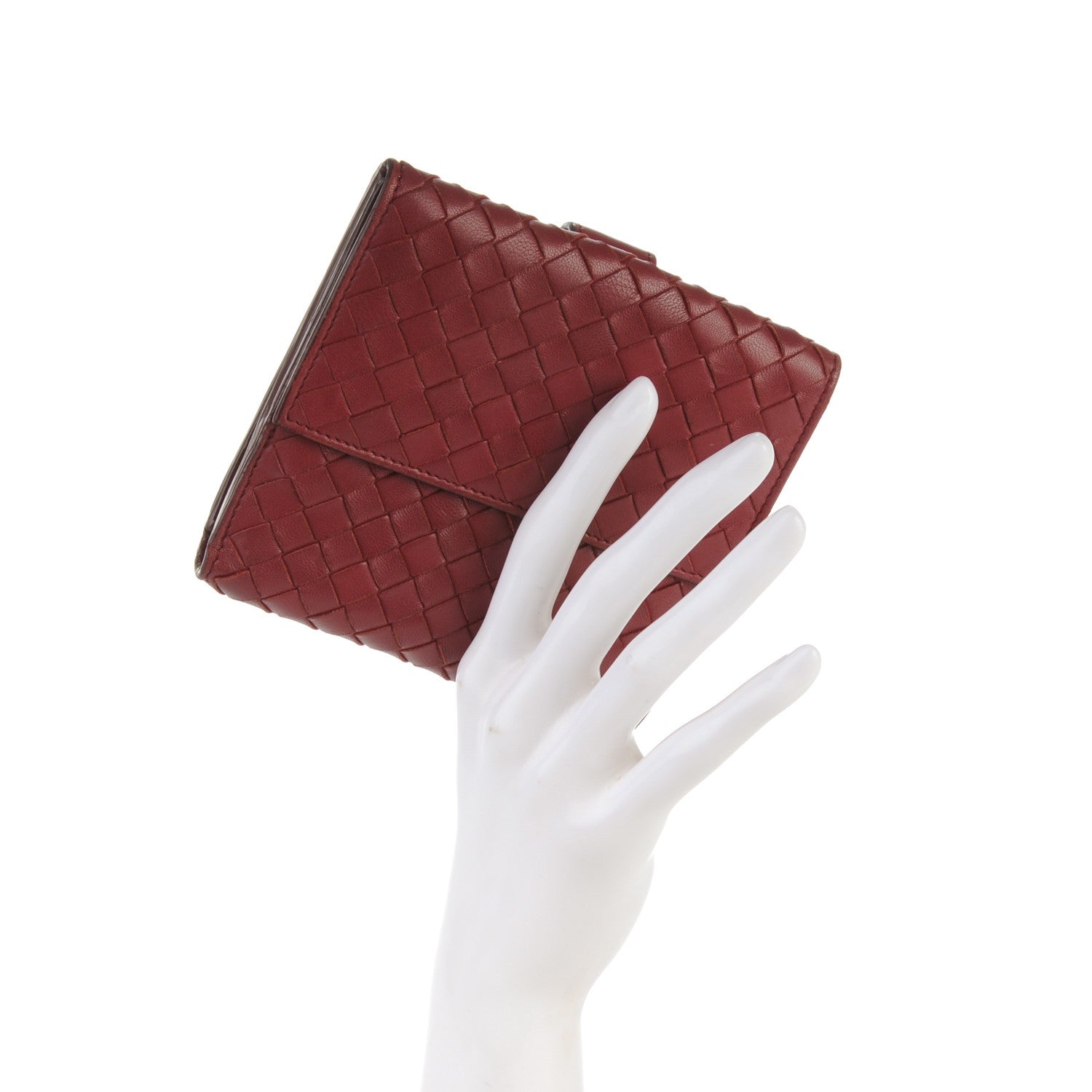 Bottega Veneta Nappa Intrecciato French Flap Wallet Red 2 of 8