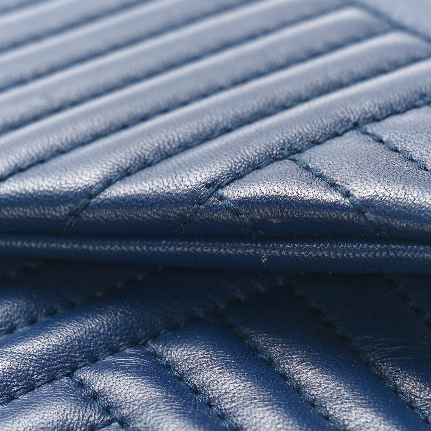 Lambskin Quilted Large CC Crossing Flap Navy