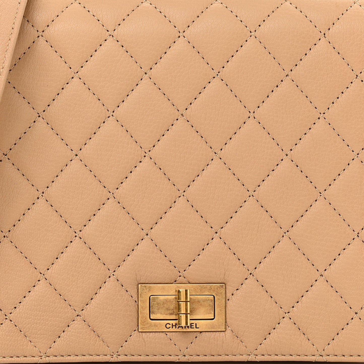 Goatskin Quilted Large Rita Top Handle Flap Beige