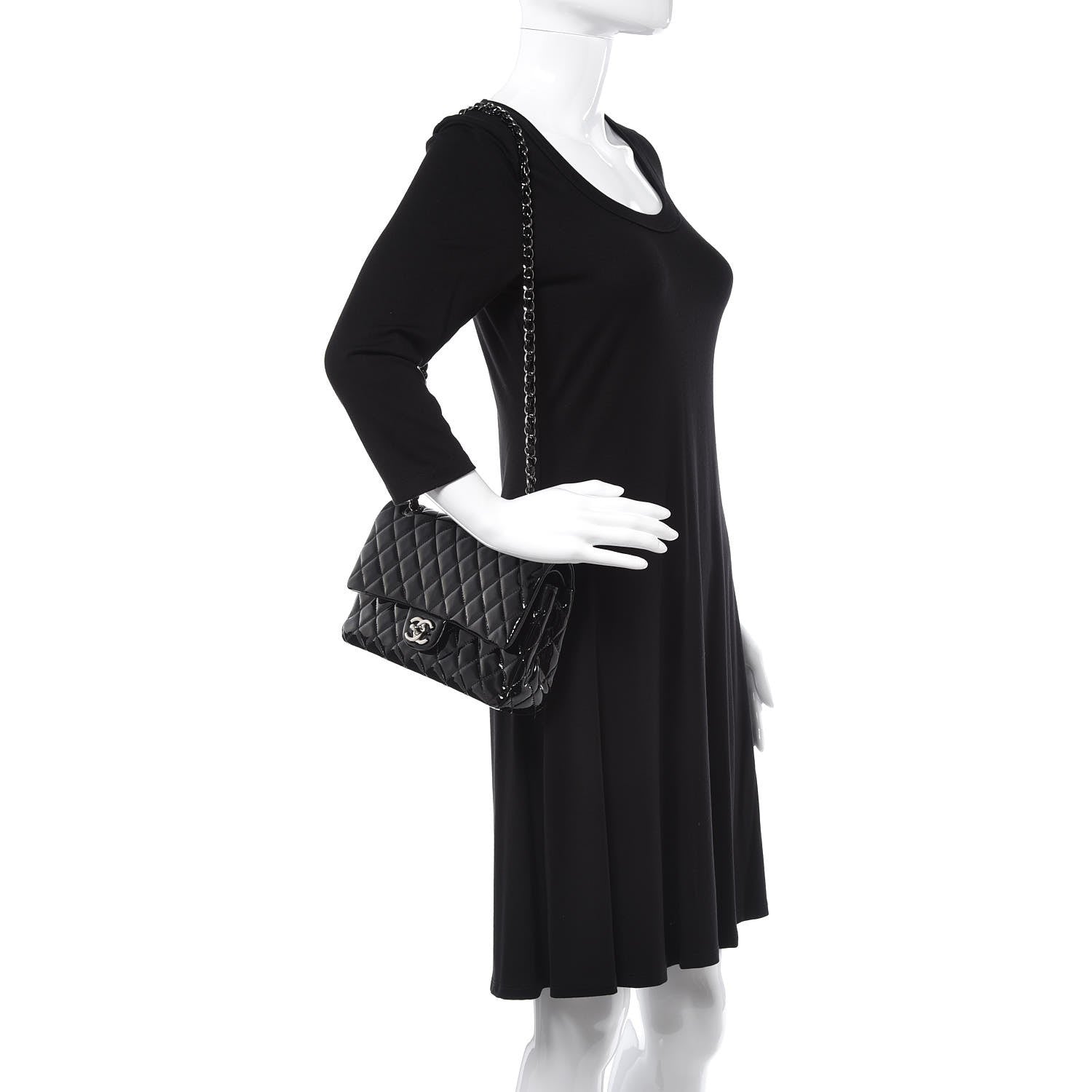 Chanel Patent Quilted Medium Double Flap Black 2 of 13