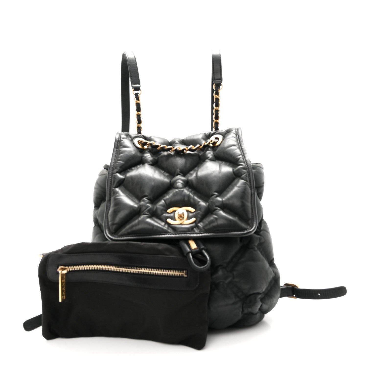 Chanel Iridescent Calfskin Quilted Chesterfield Backpack Black 3 of 11