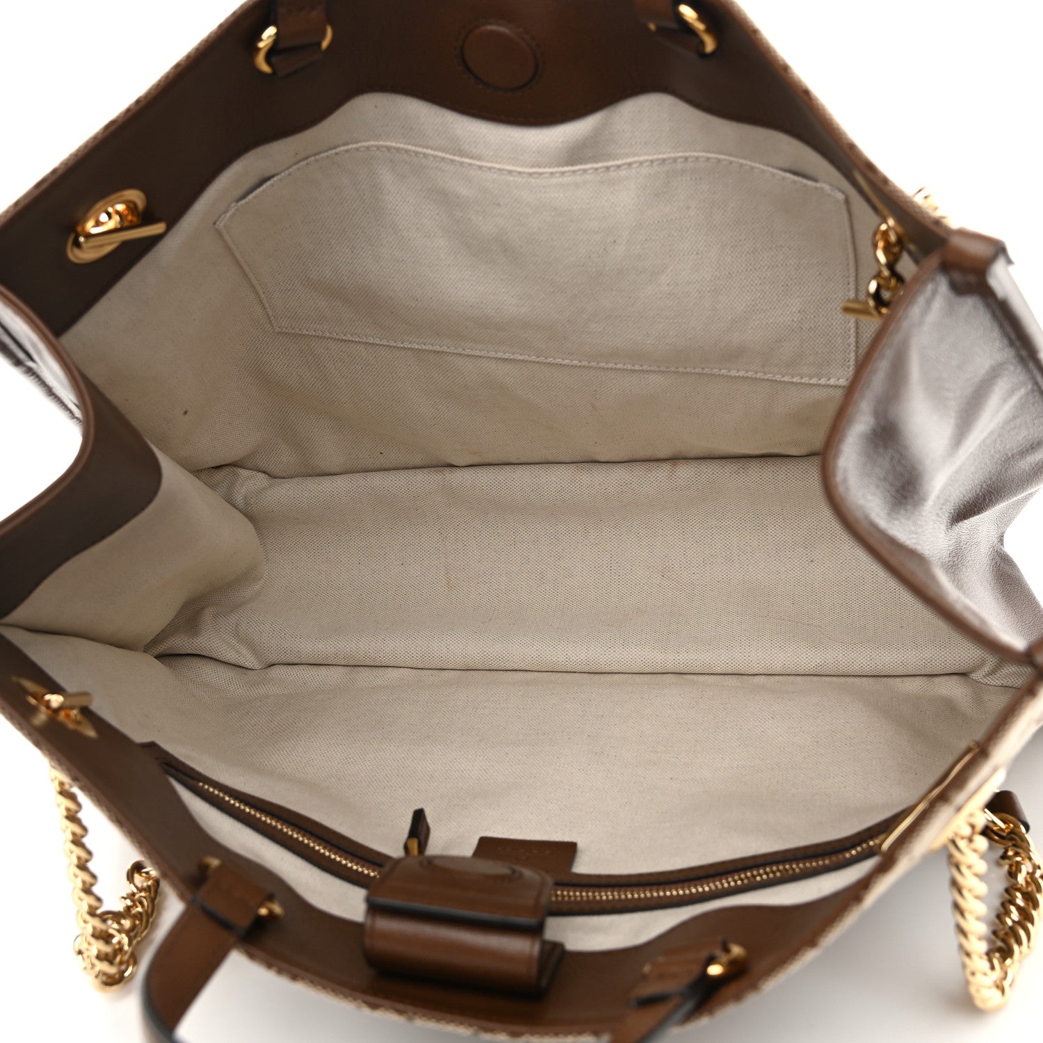 Gucci Monogram Calfskin Large Horsebit 1955 Tote Bag Beige Brown Sugar 5 of 10
