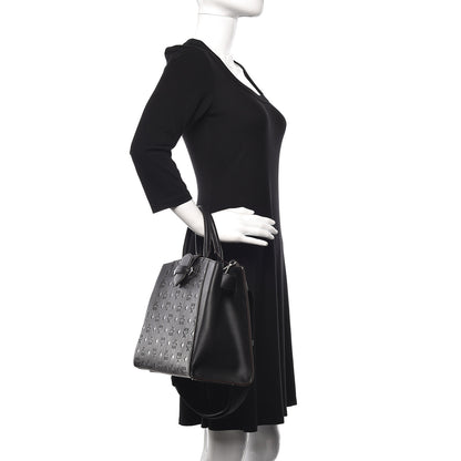 MCM Calfskin Ottomar Monogram Medium Essential Tote Black 2 of 11