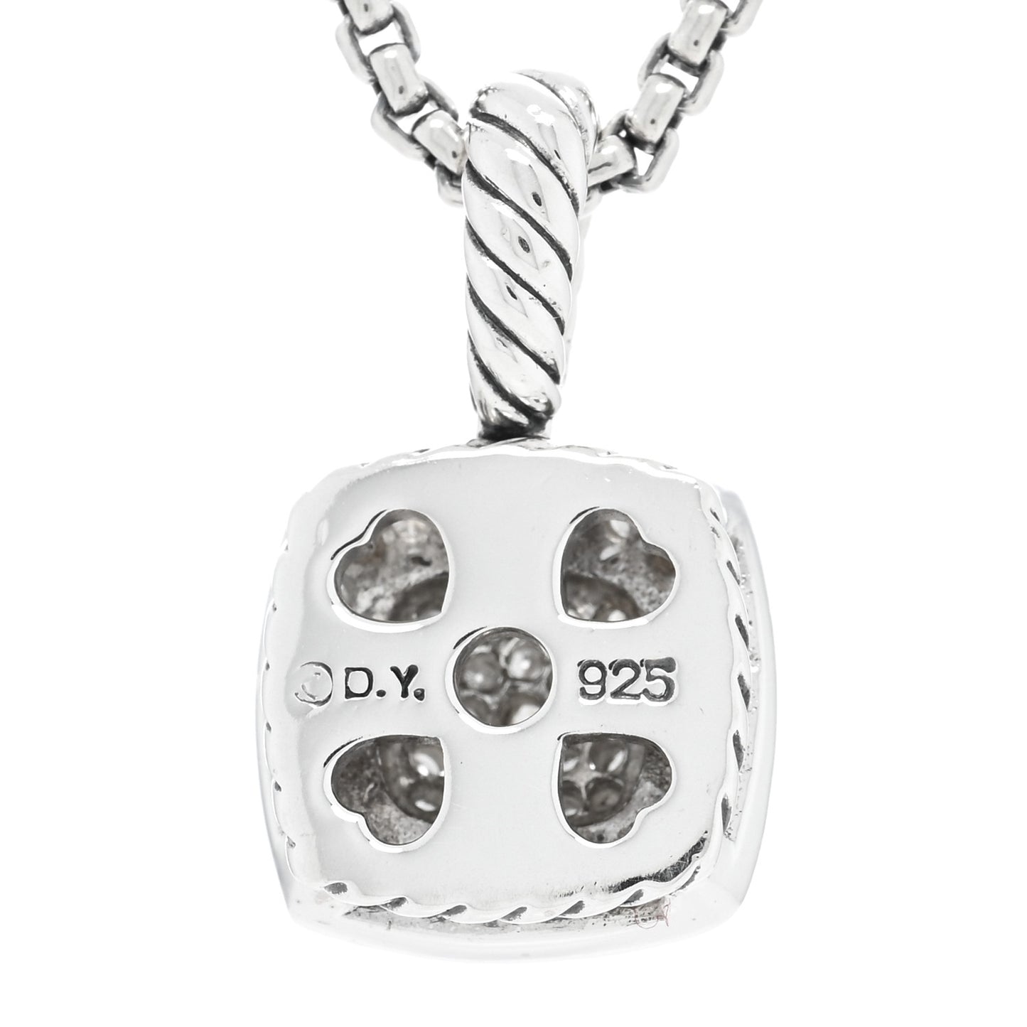 Sterling Silver Diamond Pave 7mm Petite Albion Pendant Necklace