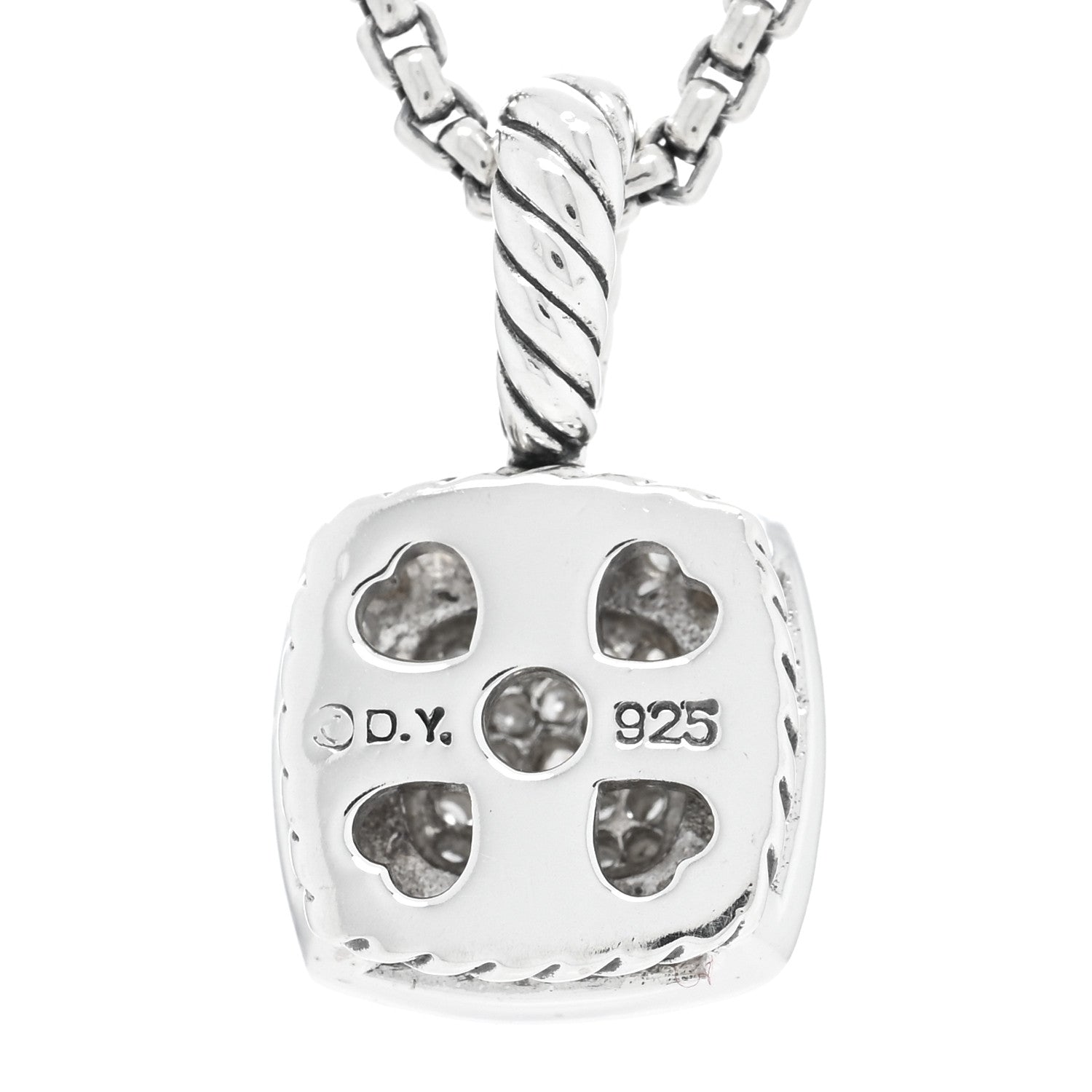David Yurman Sterling Silver Diamond Pave 7mm Petite Albion Pendant Necklace 5 of 5