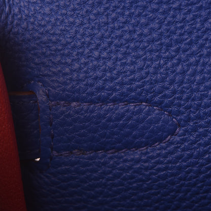 Hermes Togo Horseshoe Kelly Retourne 32 Bleu Electrique Rouge H 33 of 40