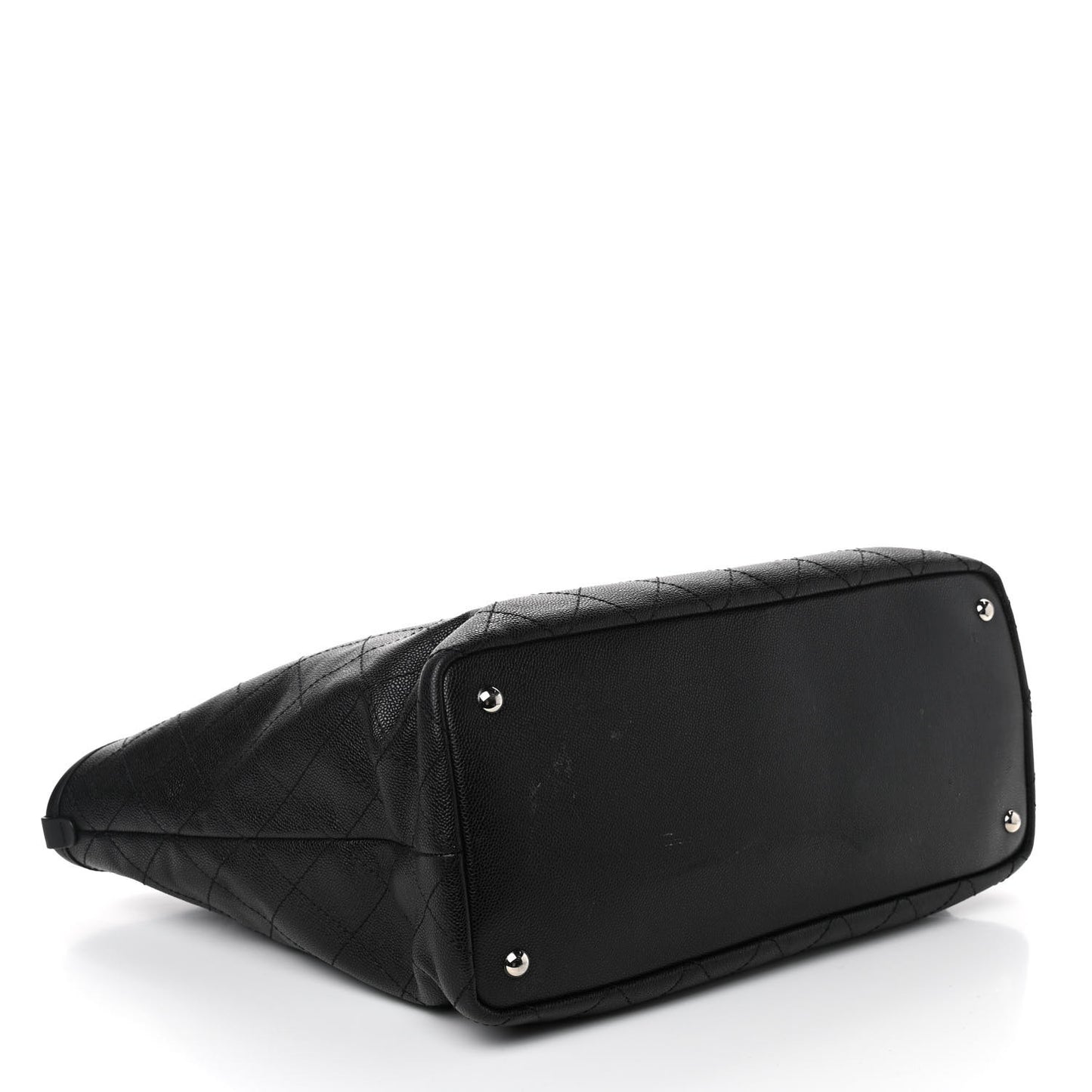 Grained Calfskin Large Shopping Fever Tote Black