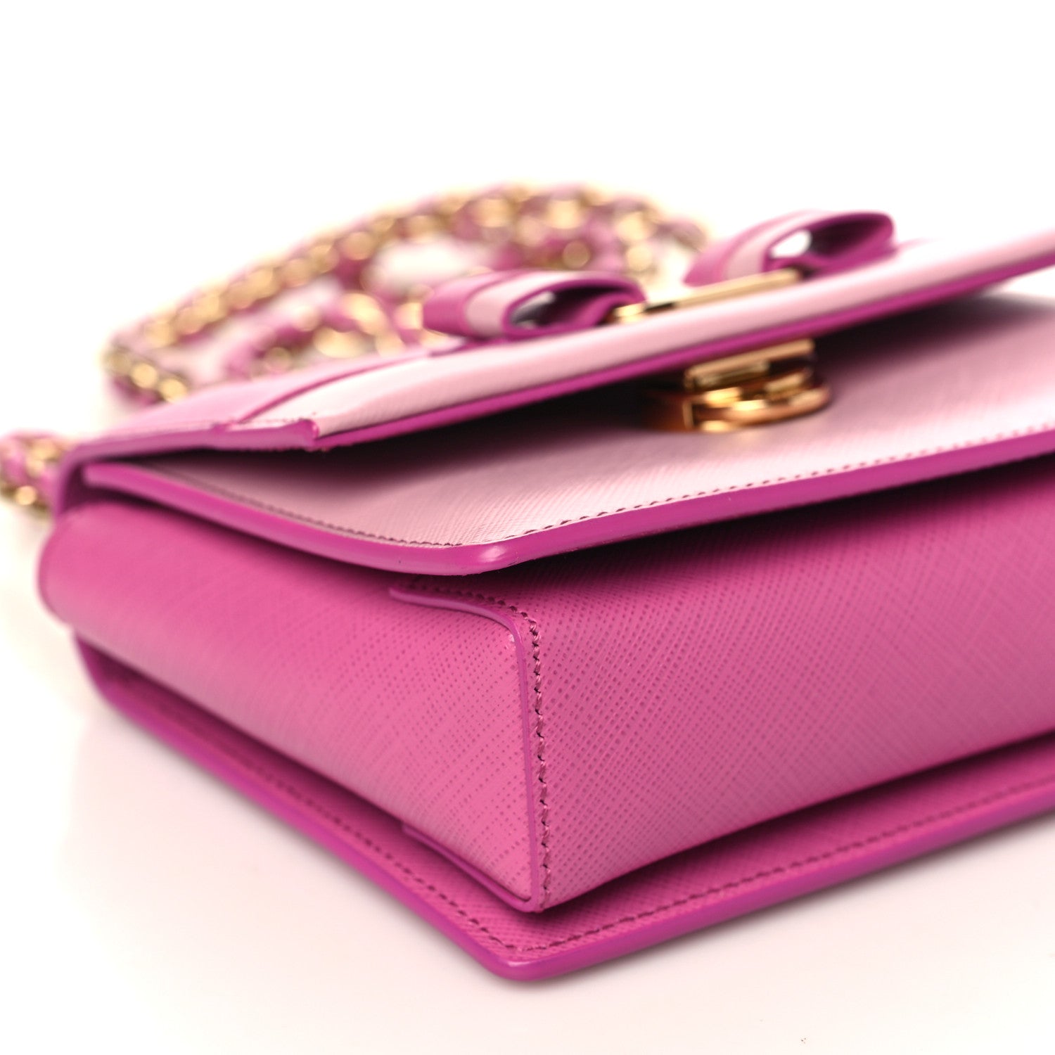 Salvatore Ferragamo Printed Calfskin Bi-Color Ginny Crossbody Bag Purple Pink 7 of 9