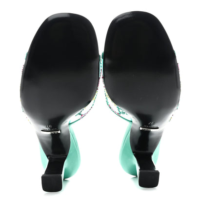 Gucci Tela Retino Nappa Crystal GG Monogram Square G 95mm Slide Sandals 37 Turquoise 5 of 8