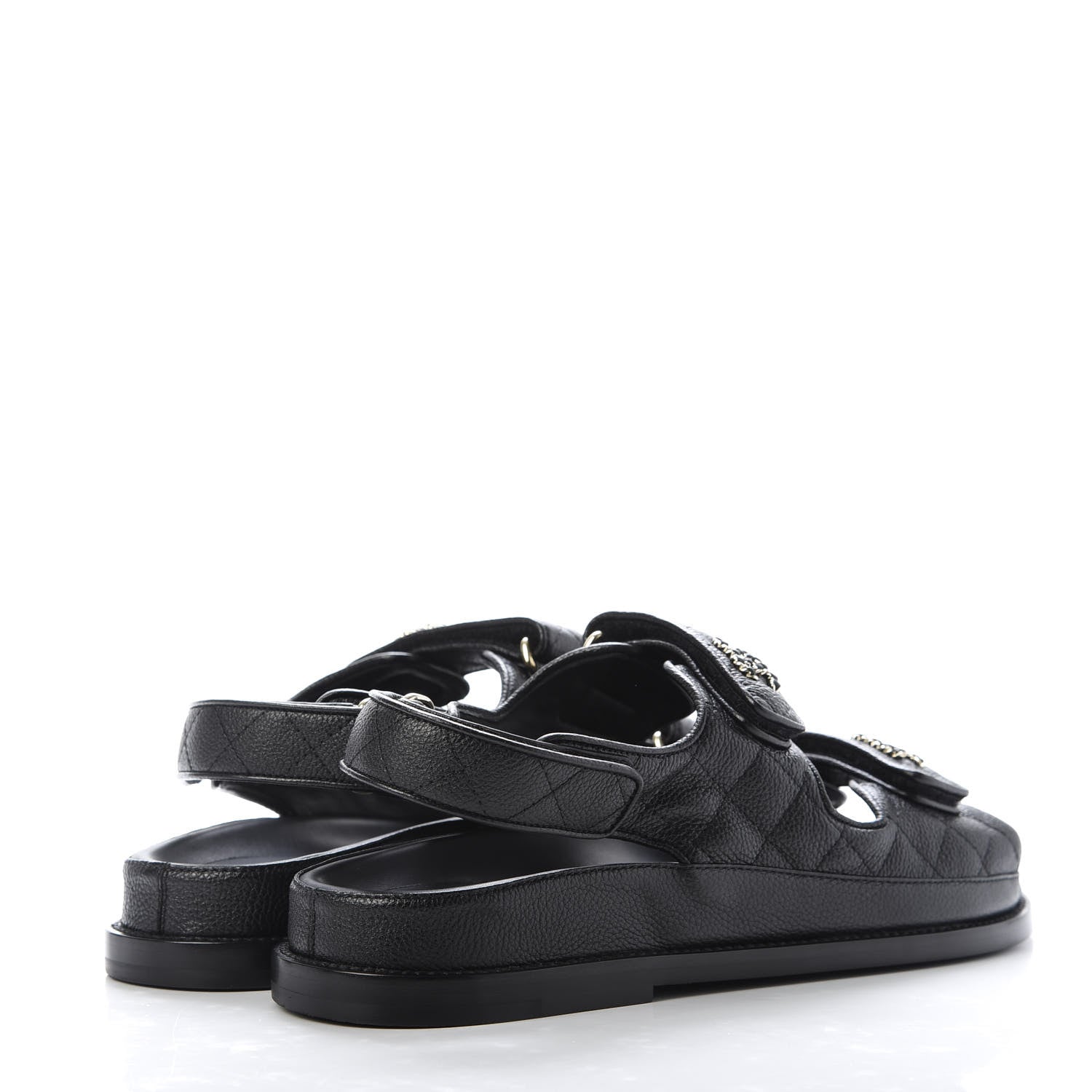 Chanel Grained Calfskin Velcro Dad Sandals 39 Black 4 of 10
