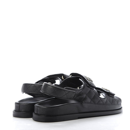Chanel Grained Calfskin Velcro Dad Sandals 39 Black 4 of 10