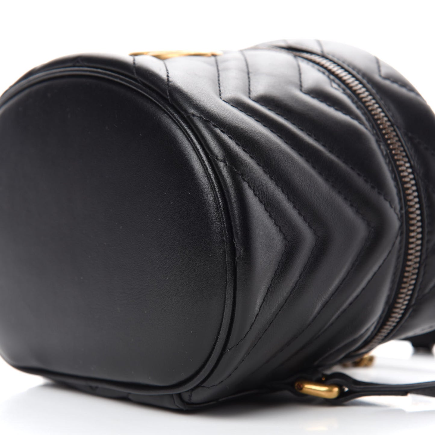 Calfskin Matelasse Mini GG Marmont Round Backpack Black