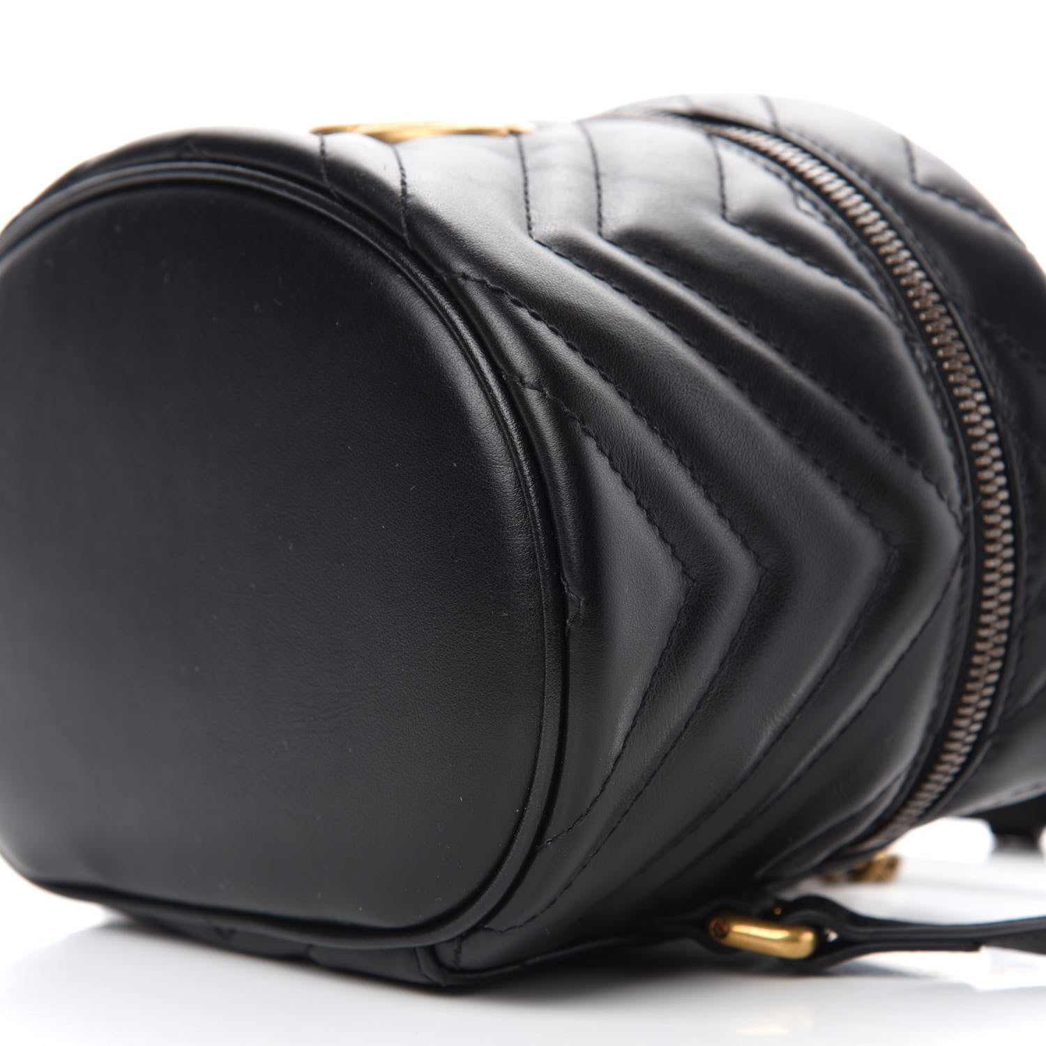 Gucci Calfskin Matelasse Mini GG Marmont Round Backpack Black 10 of 10