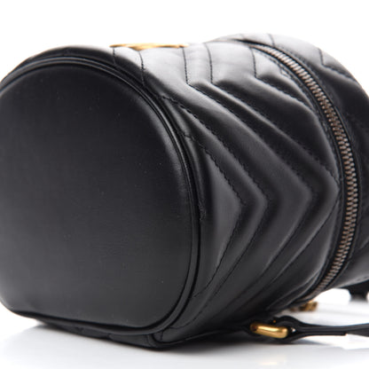 Gucci Calfskin Matelasse Mini GG Marmont Round Backpack Black 10 of 10