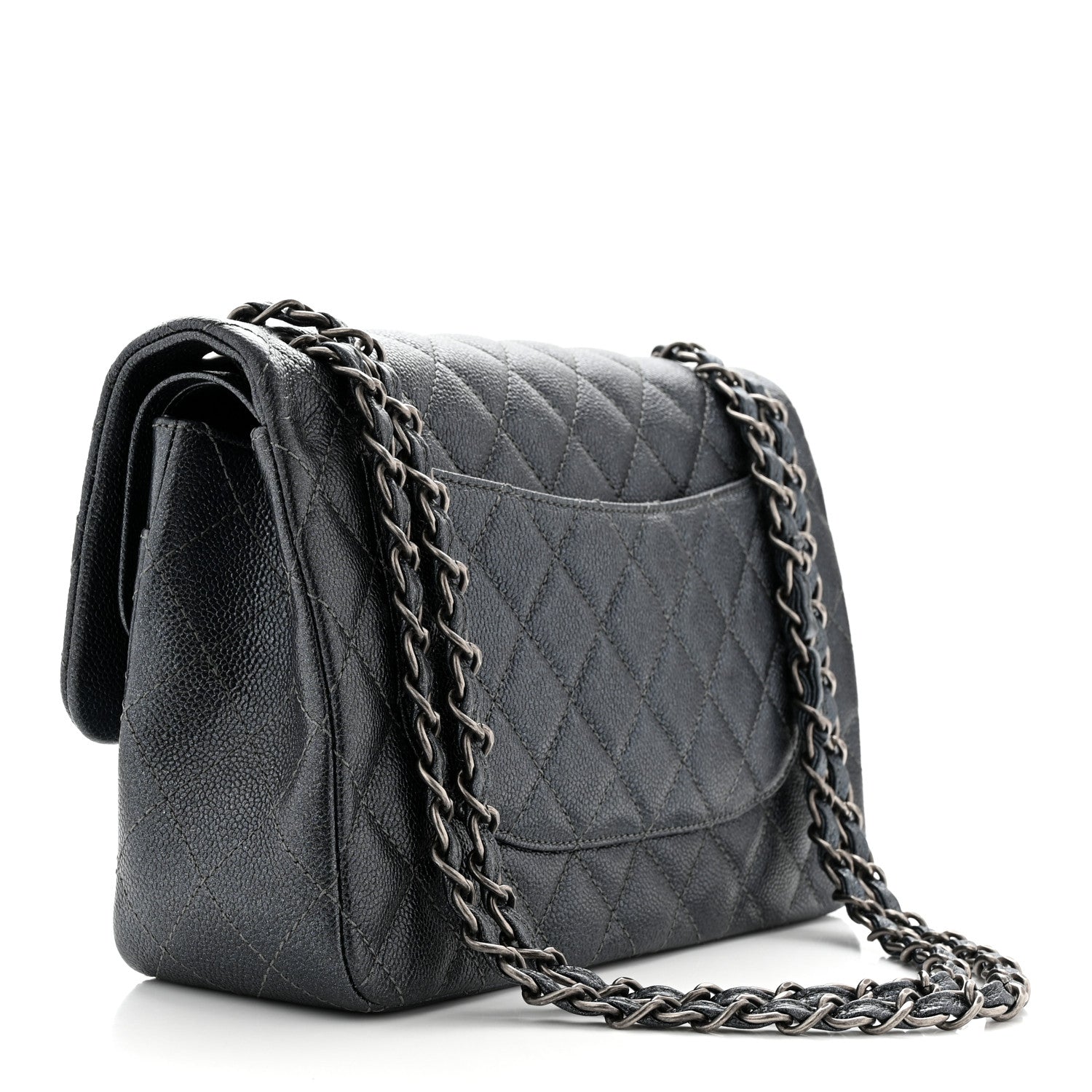 Chanel Pearly Caviar Quilted Jumbo Double Flap Grey 3 of 10