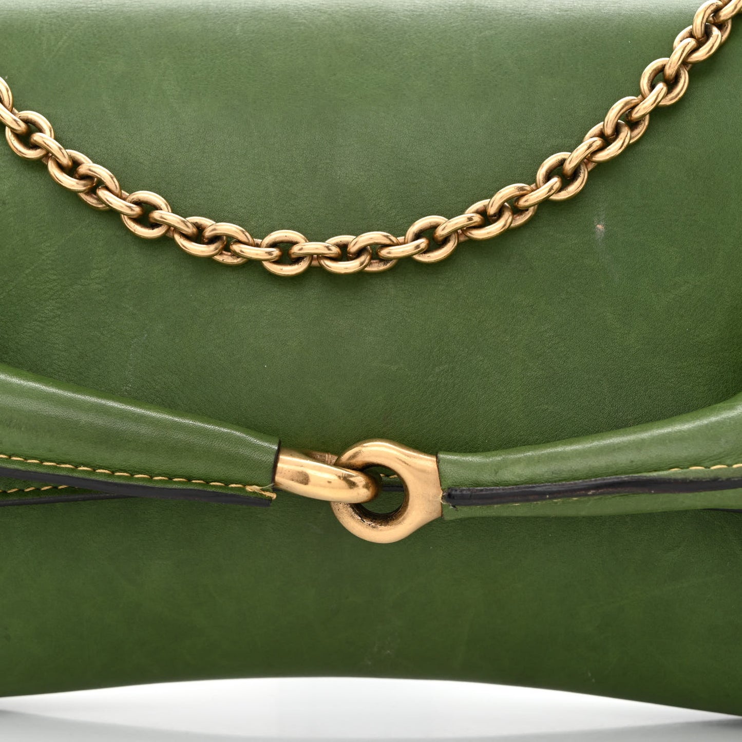 Calfskin Horsebit Chain Clutch Green