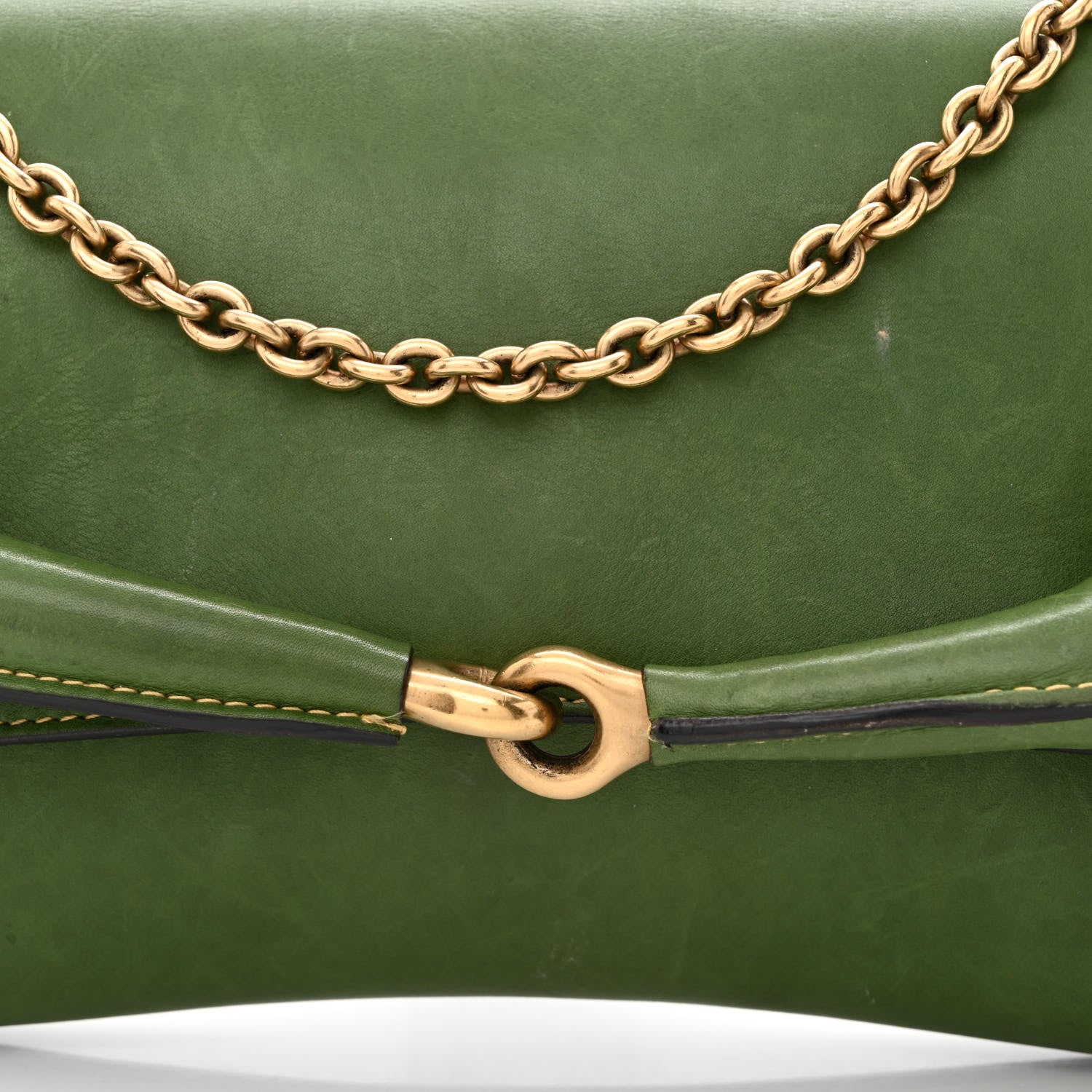 Gucci Calfskin Horsebit Chain Clutch Green 7 of 11