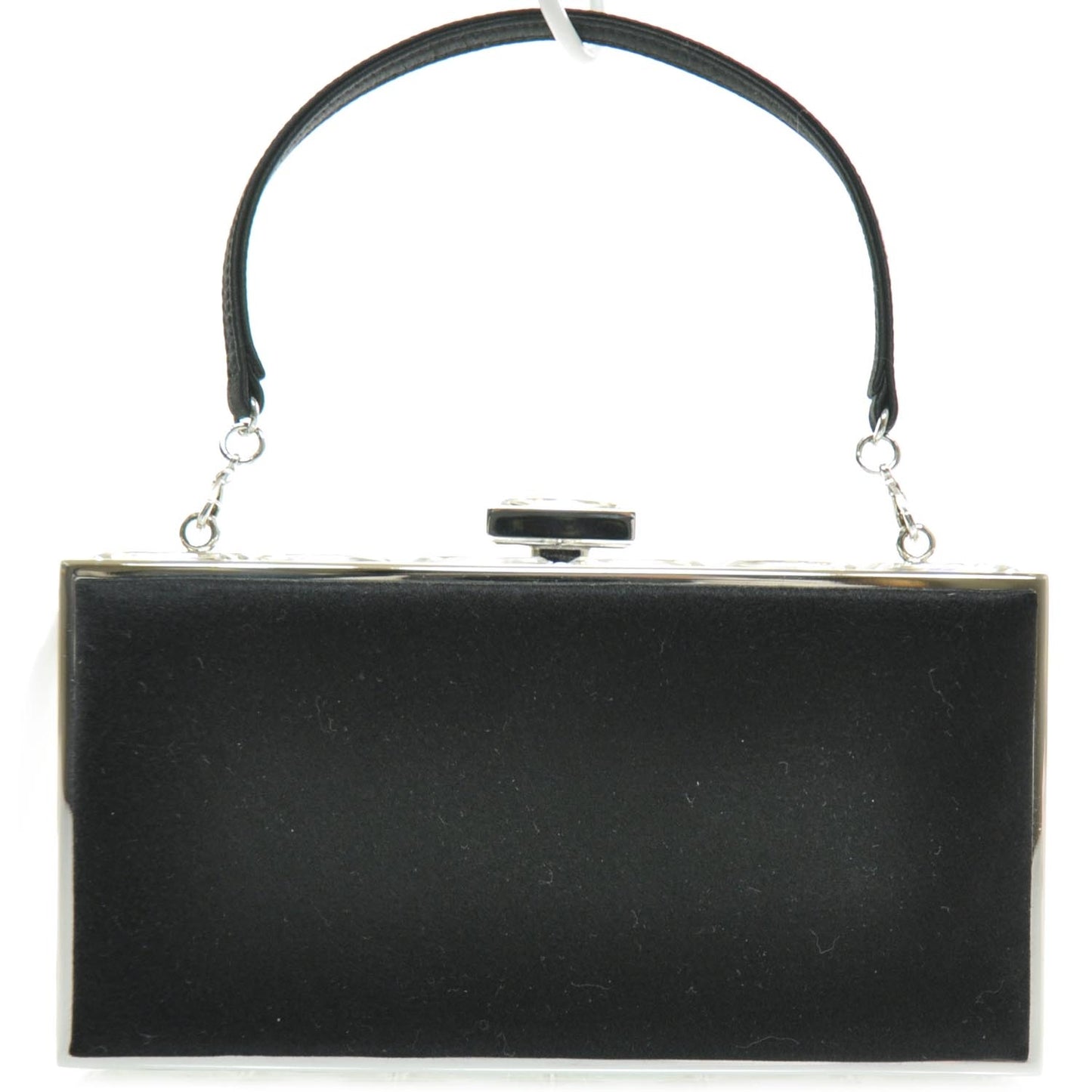 Satin Jeweled Evening Bag Black