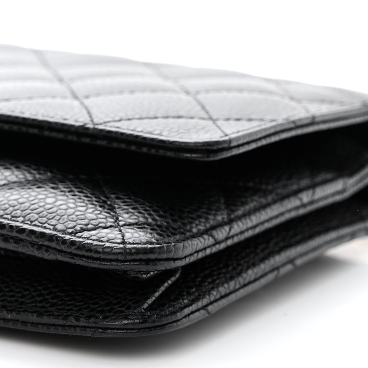 Caviar Quilted Wallet on Chain WOC Black