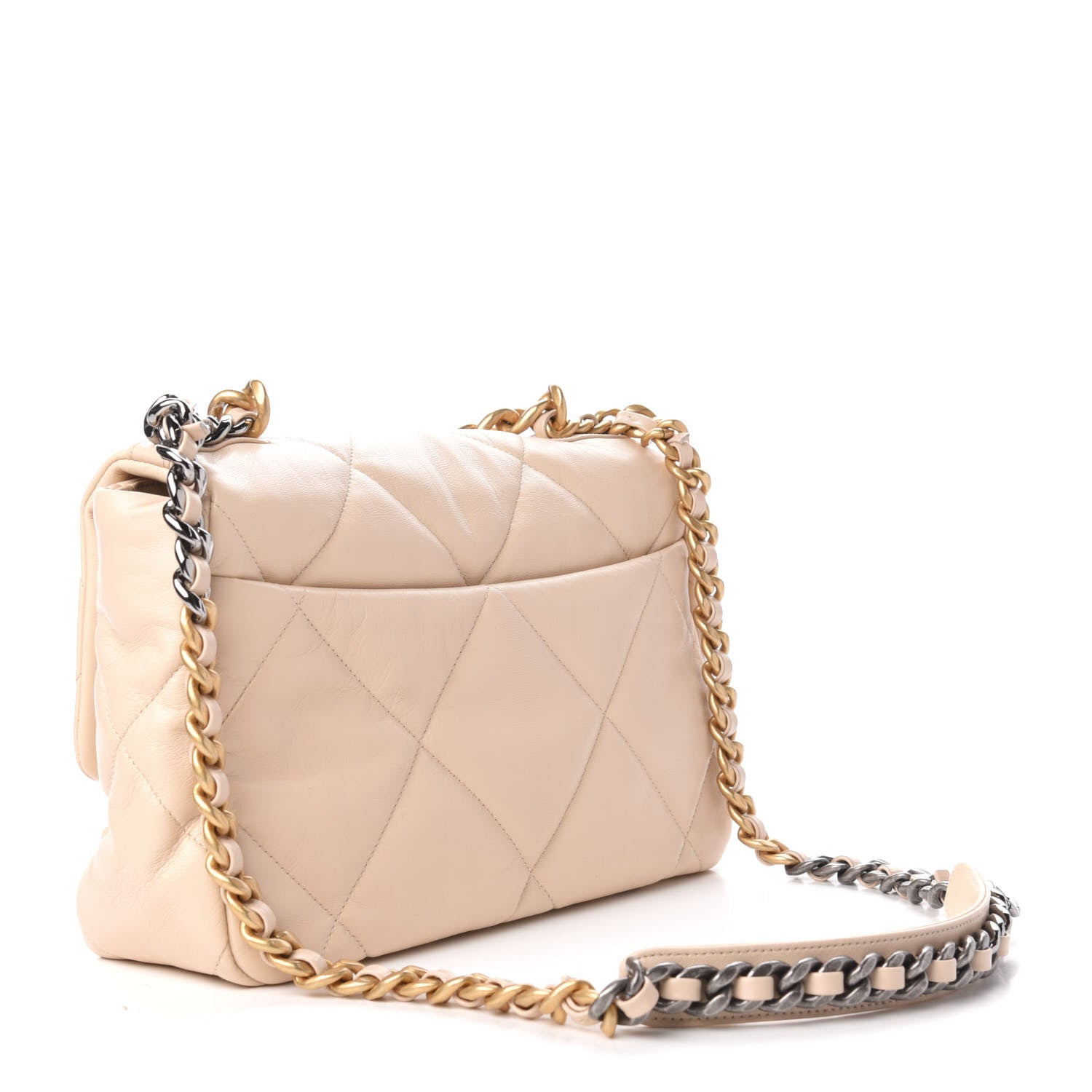 Chanel Goatskin Quilted Large 19 Flap Beige 3 of 10
