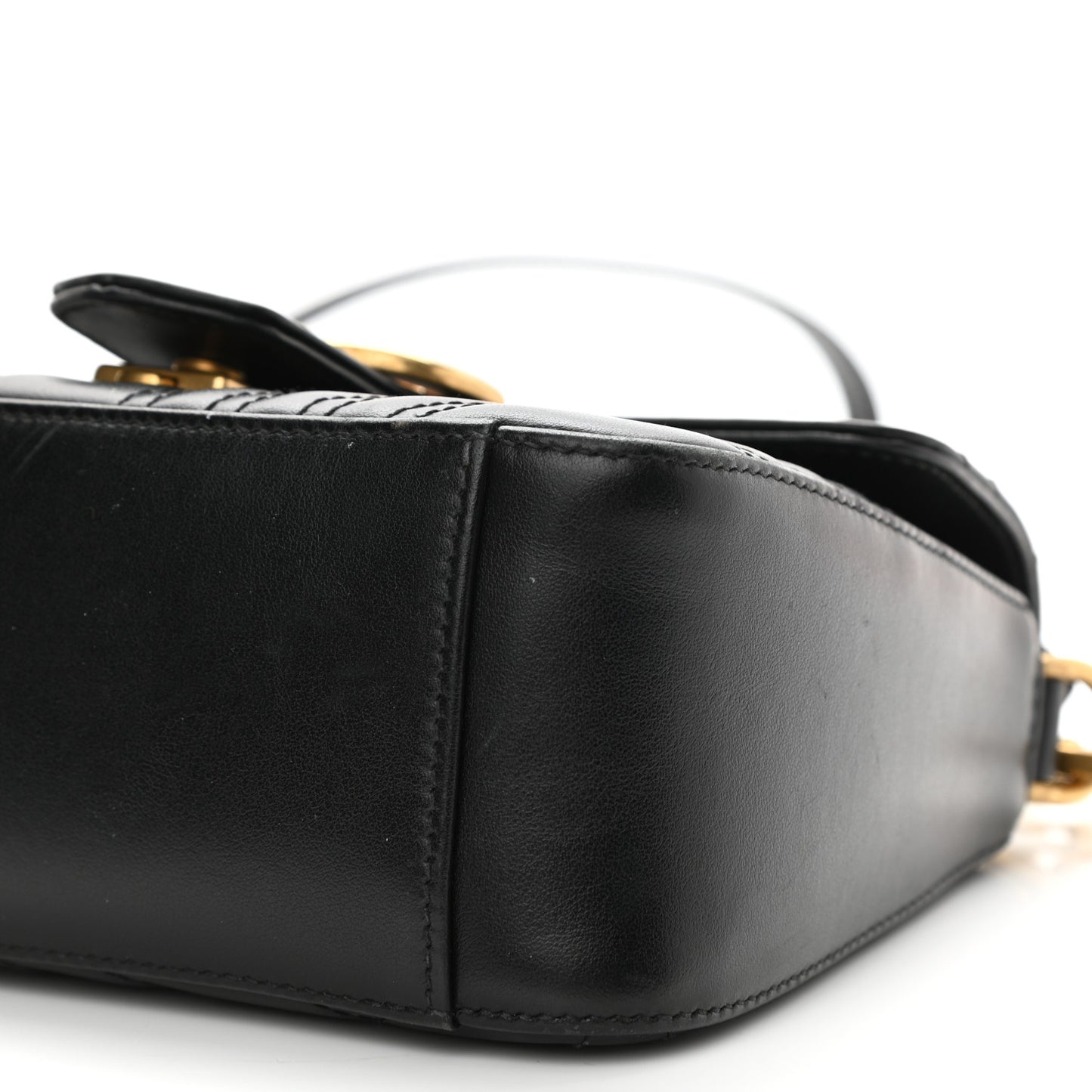 Calfskin Matelasse Mini GG Marmont Top Handle Shoulder Bag Black