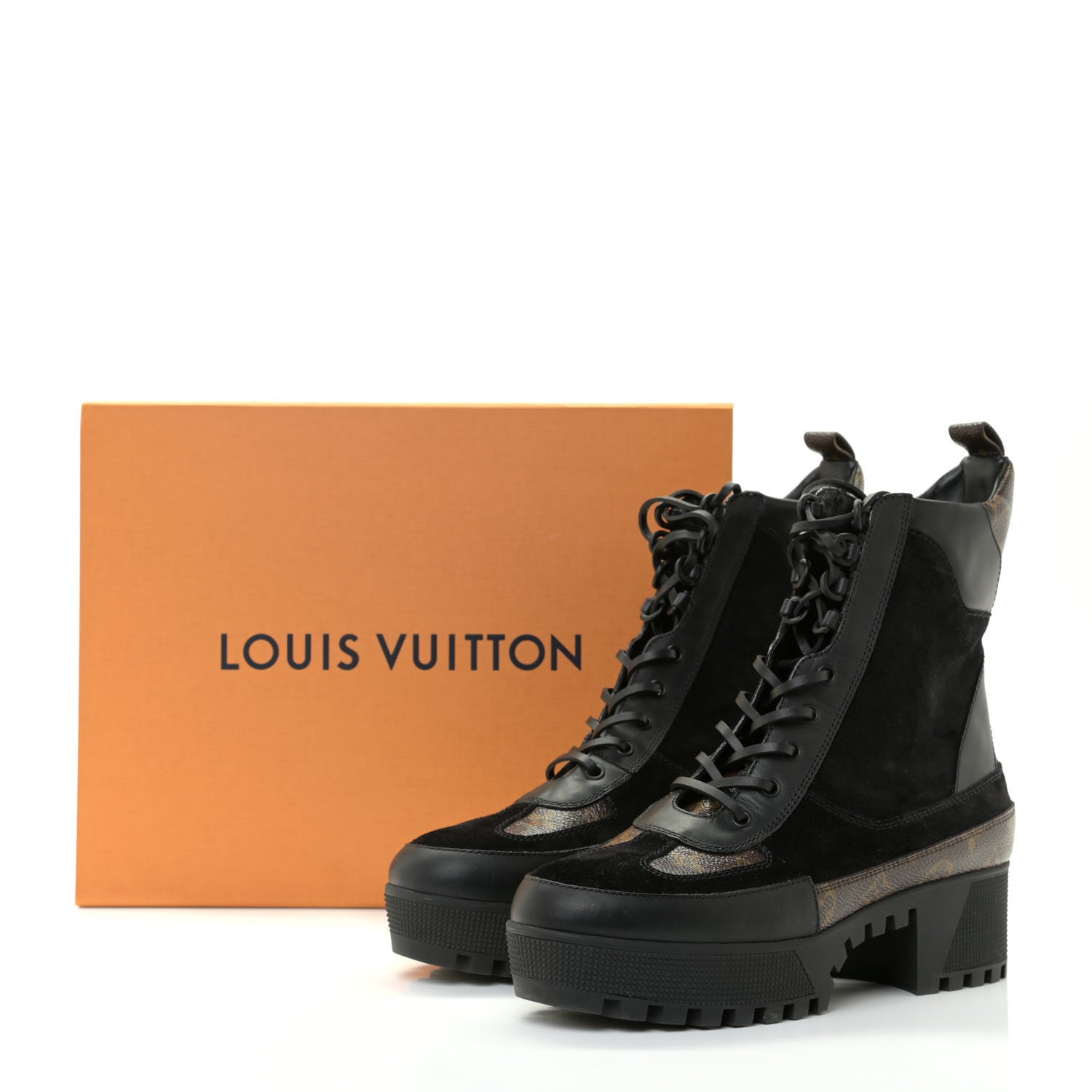 Louis Vuitton Suede Calfskin Monogram Laureate Platform Desert Boots 42 Black 11 of 11