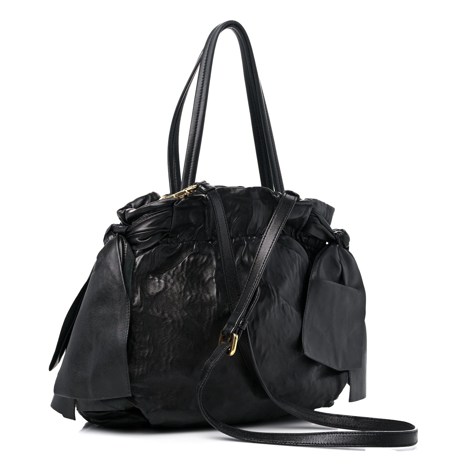Prada Nappa Bow Tote Black Black 3 of 17