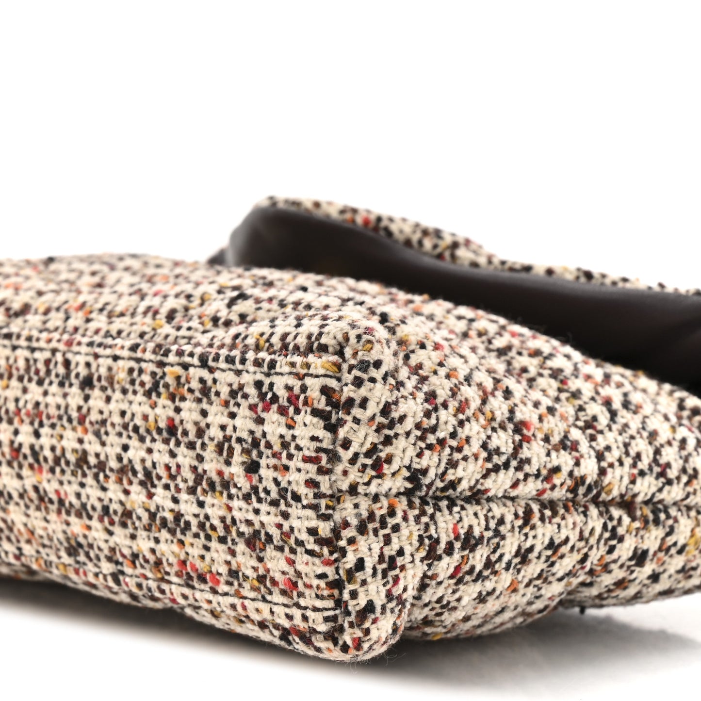 Tweed Quilted Loulou Puffer Monogram Pouch Clutch Beige Umber Multicolor