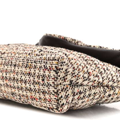 Saint Laurent Tweed Quilted Loulou Puffer Monogram Pouch Clutch Beige Umber Multicolor 9 of 10