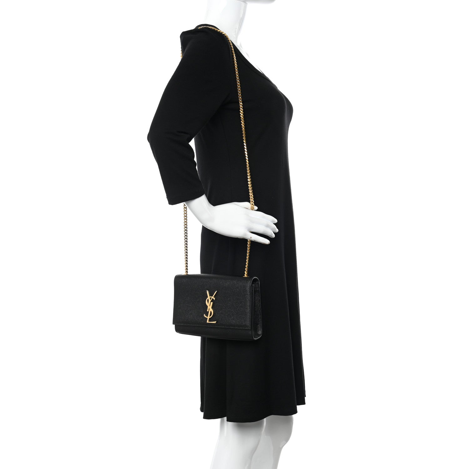Saint Laurent Grain De Poudre Small Monogram Kate Satchel Black 2 of 10