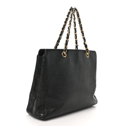 Chanel Caviar Embroidered Logo Shoulder Bag Black 3 of 11