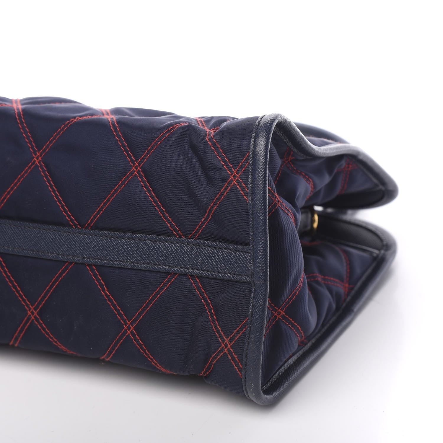 Prada Saffiano Tessuto Nylon Impunturato Quilted Shopper Baltico Fuoco 7 of 8