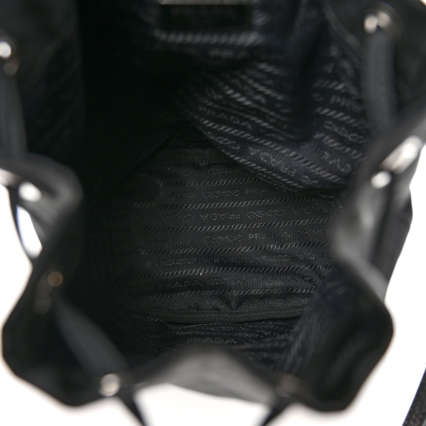 Re-Nylon Saffiano Bucket Wristlet Black