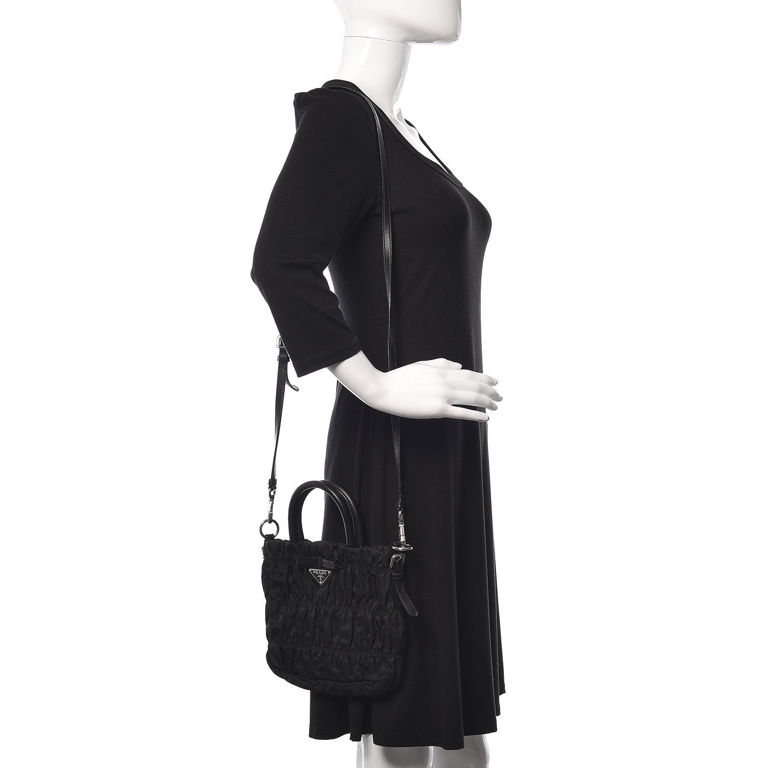 Prada Tessuto Nylon Gaufre Tote Black 2 of 16