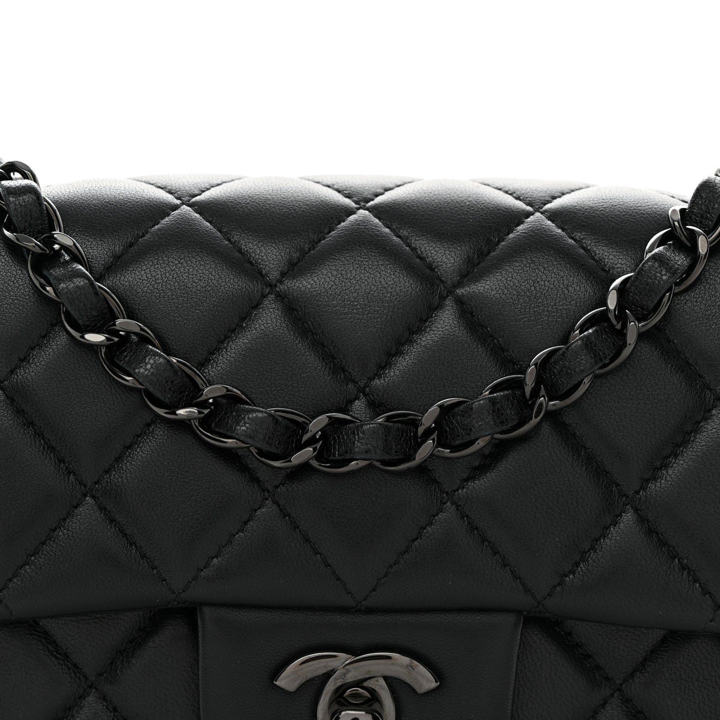 Lambskin Quilted Mini Rectangular Flap So Black