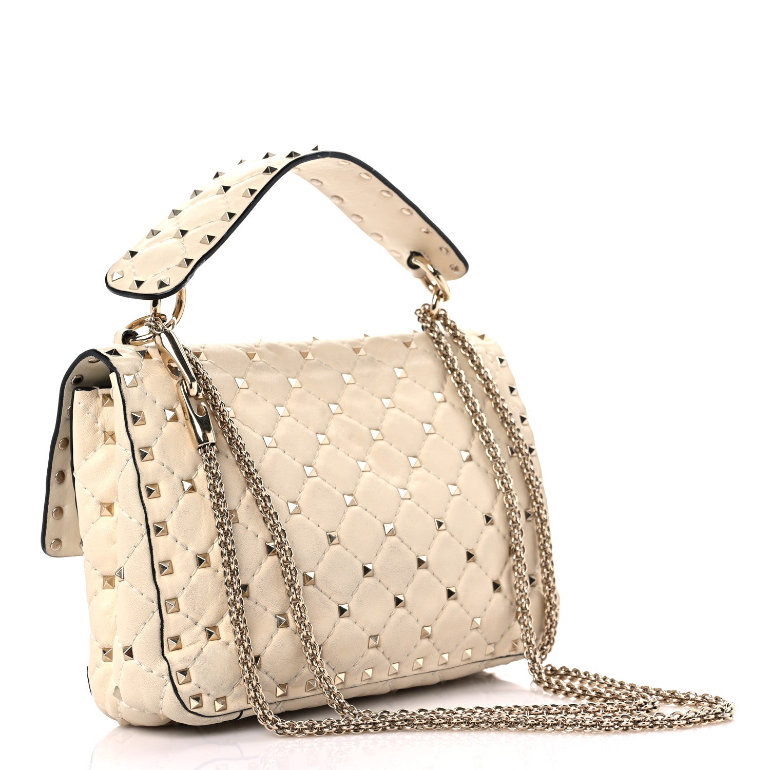 Valentino Garavani Nappa Medium Rockstud Spike Shoulder Bag Light Ivory 3 of 17