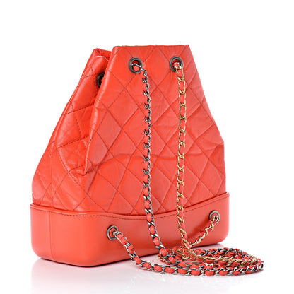 Chanel Aged Calfskin Quilted Small Gabrielle Backpack Orange 2 of 9