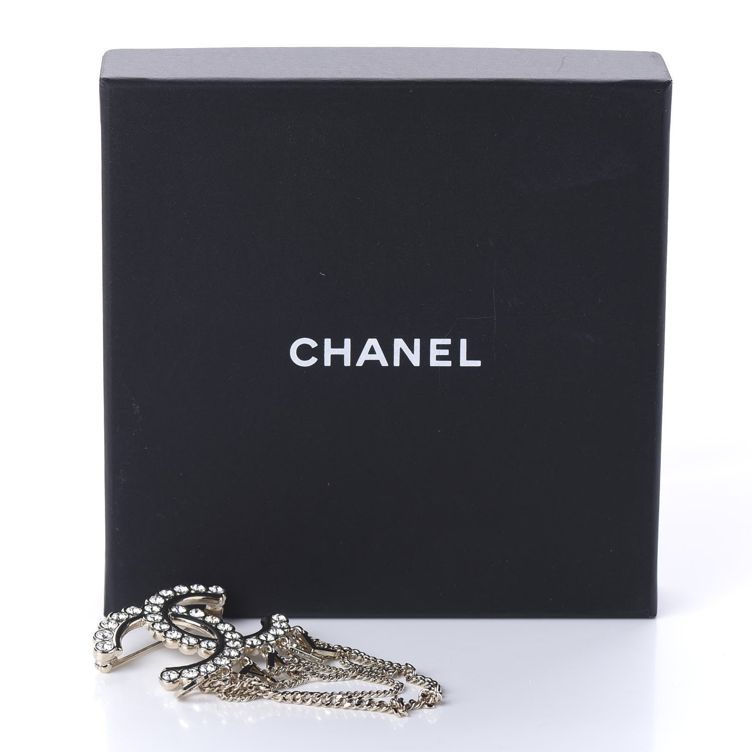 Chanel Metal Crystal Bow-tiful CC Chain Brooch Gold 4 of 4