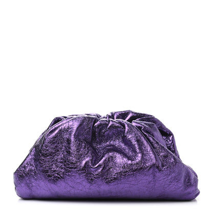 Bottega Veneta Metallic Crinkled Lambskin The Pouch Viola 1 of 22