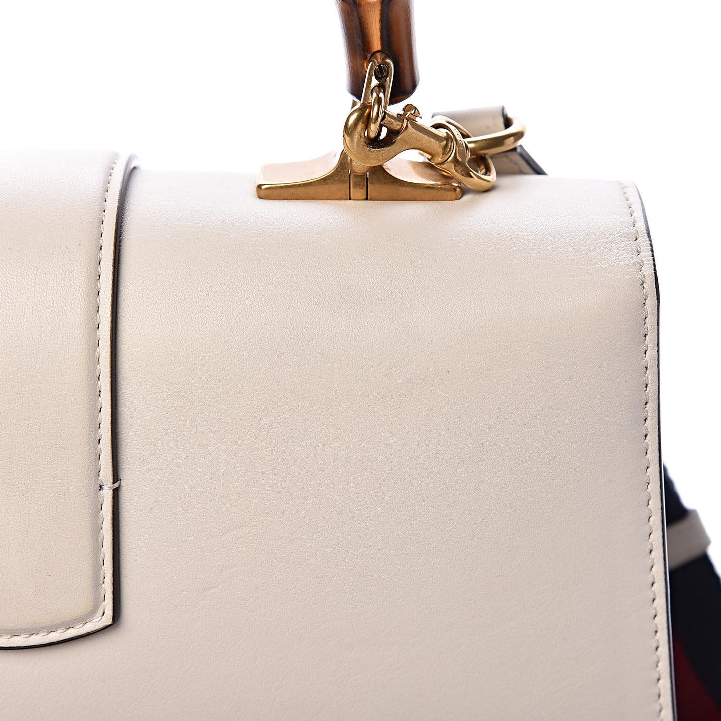 Calfskin Bamboo Web Medium Dionysus Top Handle Bag White Blue Hibiscus Red