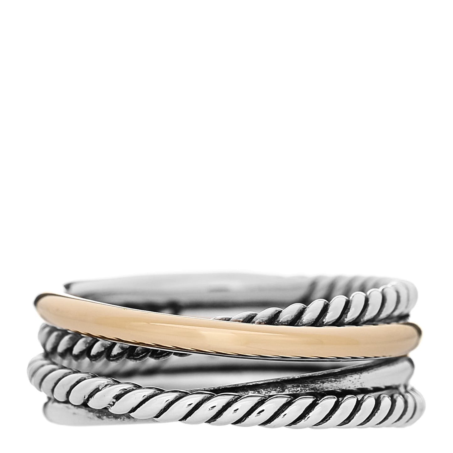 Sterling Silver 18K Yellow Gold Narrow Crossover Ring 51 5.75