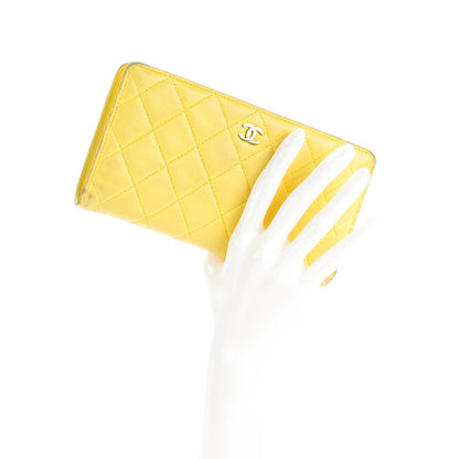 Chanel Lambskin Quilted Yen Wallet Yellow 2 of 11