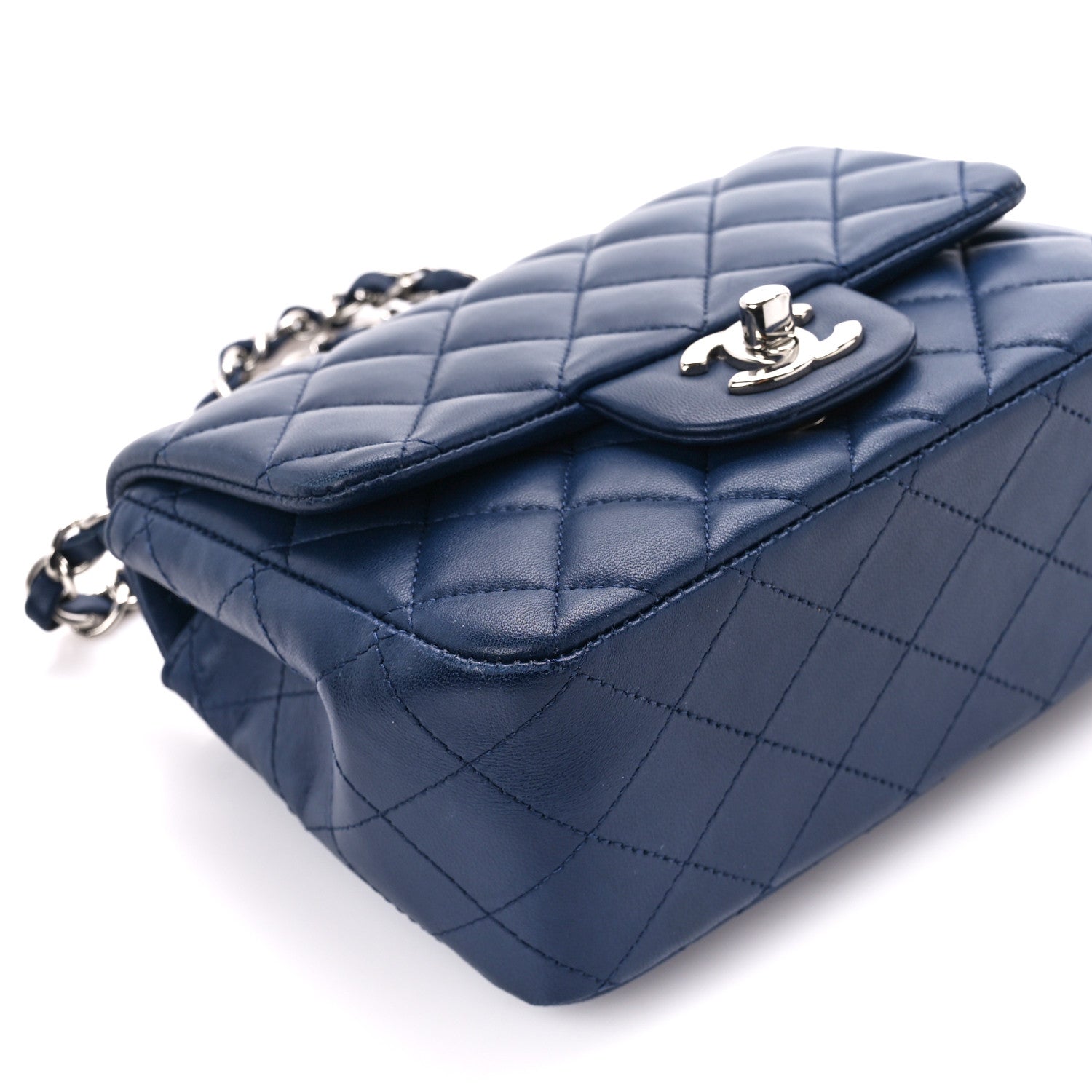Chanel Lambskin Quilted Mini Square Flap Navy 10 of 11